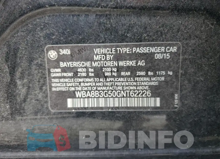 WBA8B3G50GNT62226 Photo# 13