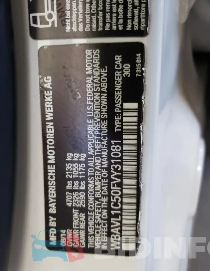 WBAVL1C50FVY31081 Photo# 14