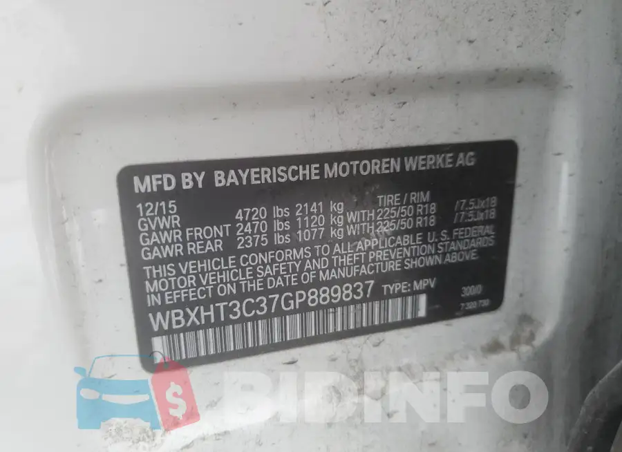 WBXHT3C37GP889837 Photo# 12