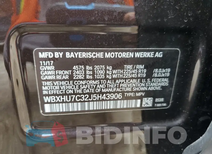 WBXHU7C32J5H43906 Photo# 14