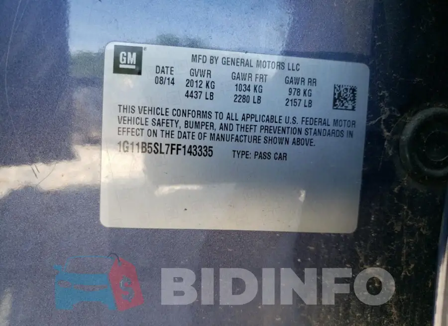 1G11B5SL7FF143335 Photo# 12