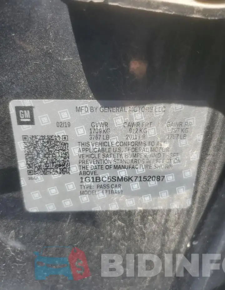 1G1BC5SM6K7152087 Photo# 13