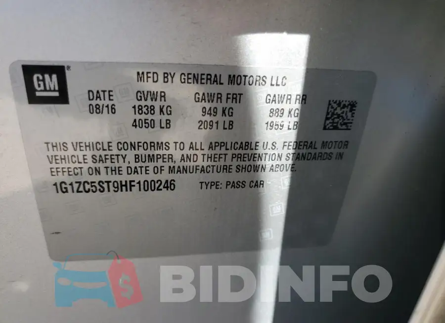 1G1ZC5ST9HF100246 Photo# 12