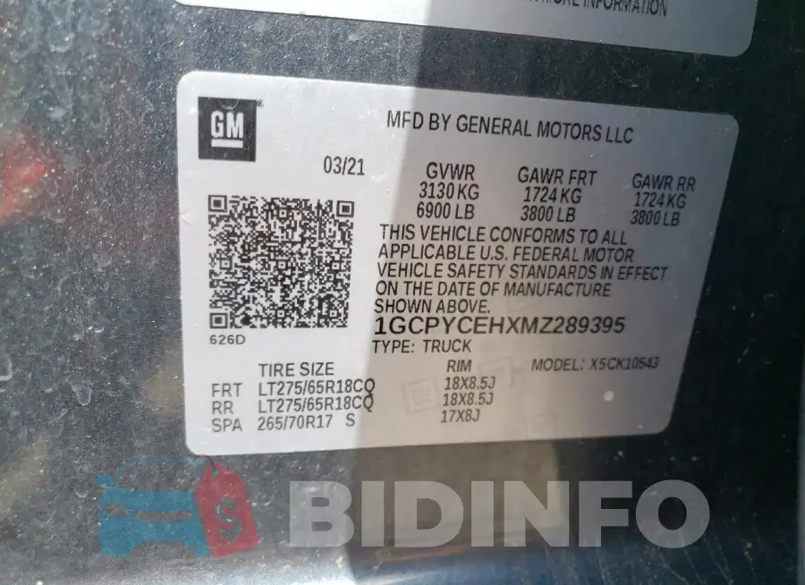1GCPYCEHXMZ289395 Photo# 12