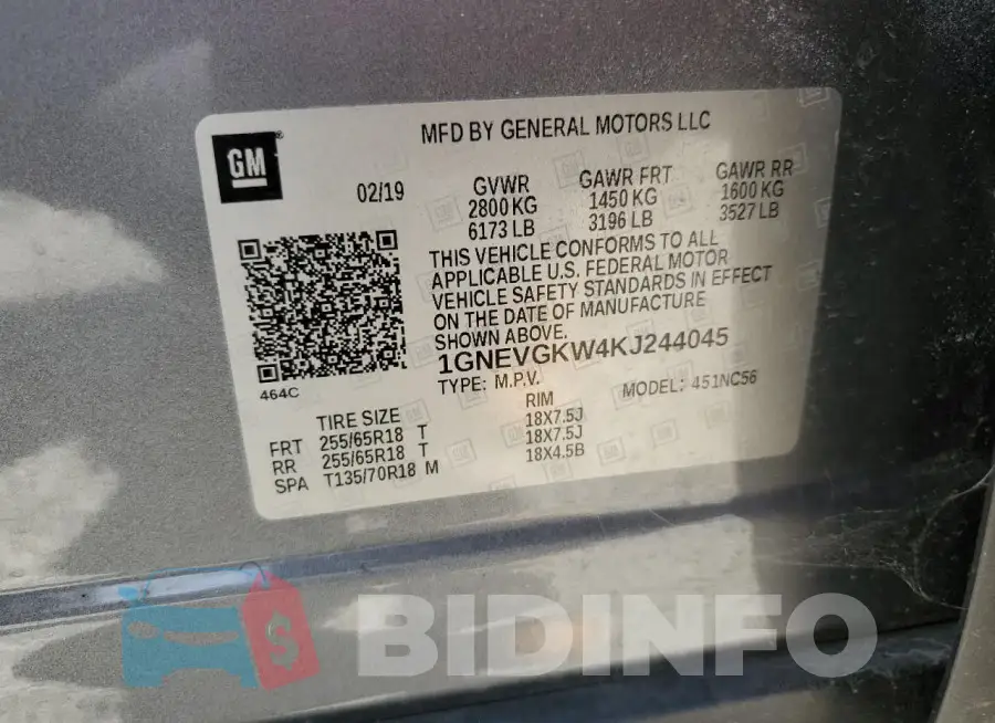 1GNEVGKW4KJ244045 Photo# 13