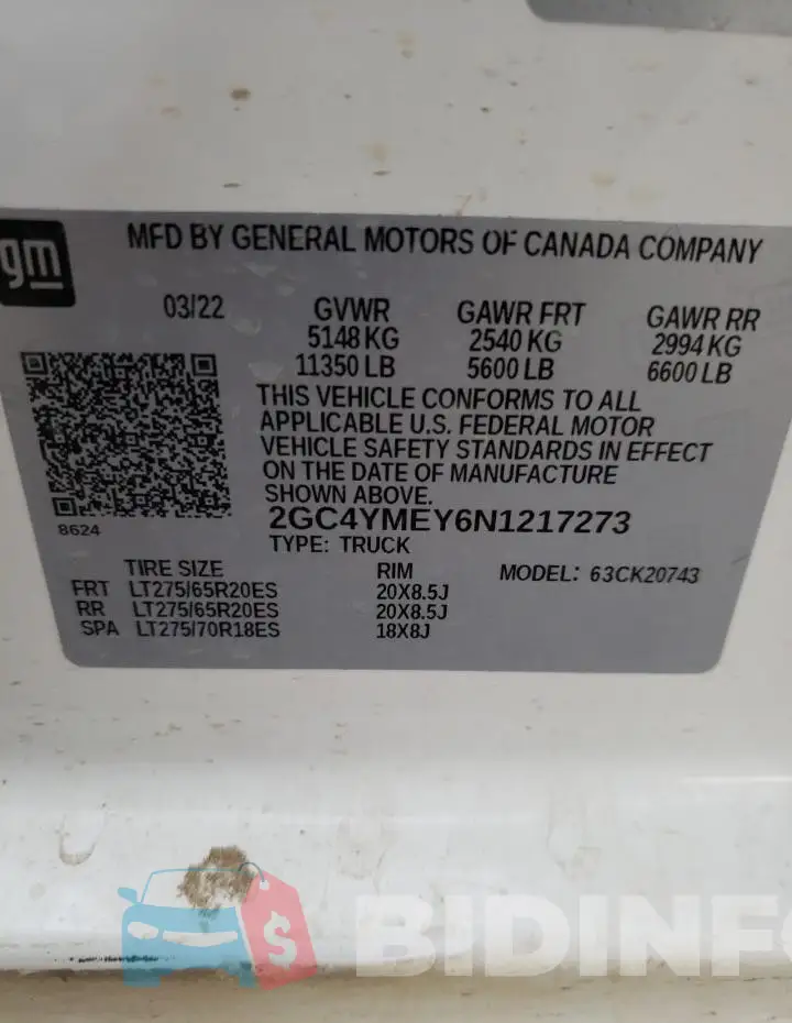 2GC4YMEY6N1217273 Photo# 13