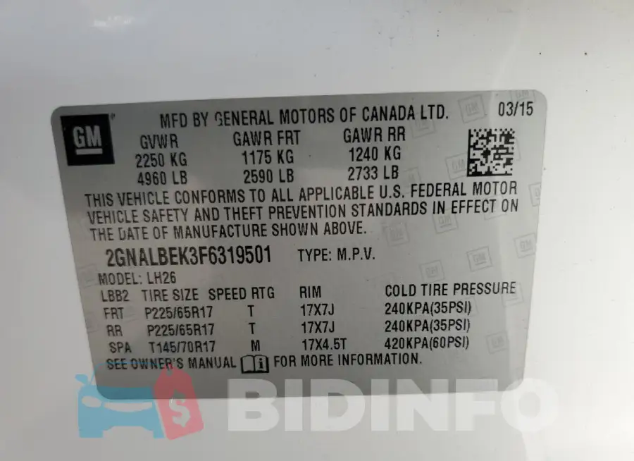 2GNALBEK3F6319501 Photo# 12