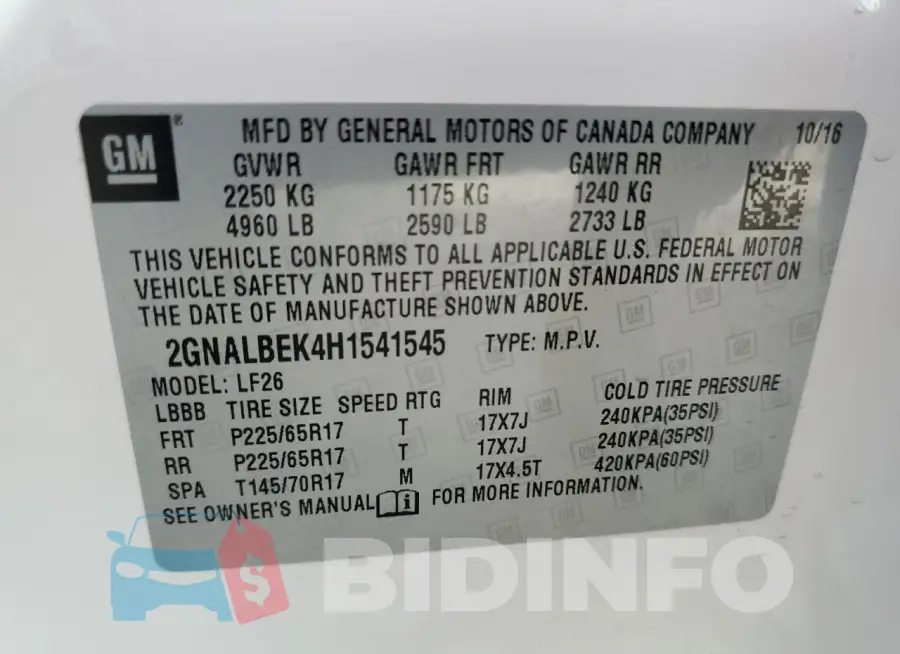 2GNALBEK4H1541545 Photo# 14