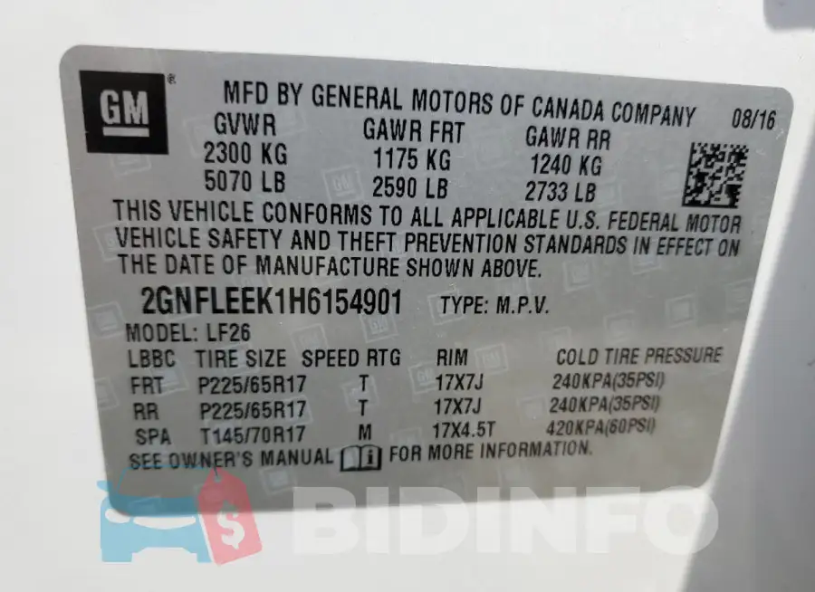 2GNFLEEK1H6154901 Photo# 13
