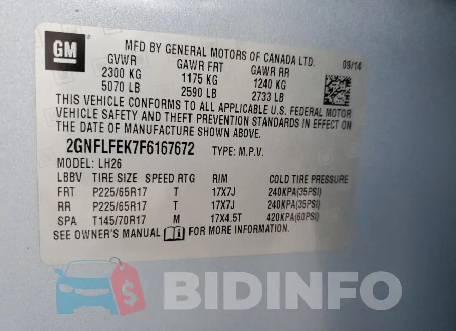 2GNFLFEK7F6167672 Photo# 13