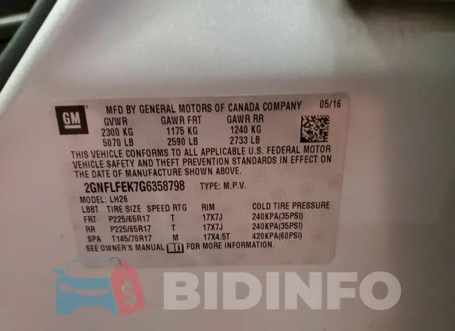 2GNFLFEK7G6358798 Photo# 13