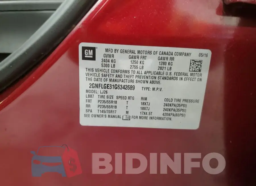 2GNFLGE31G6342689 Photo# 13