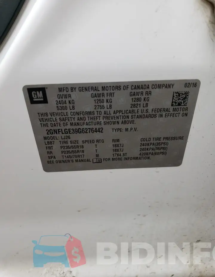 2GNFLGE39G6276442 Photo# 13