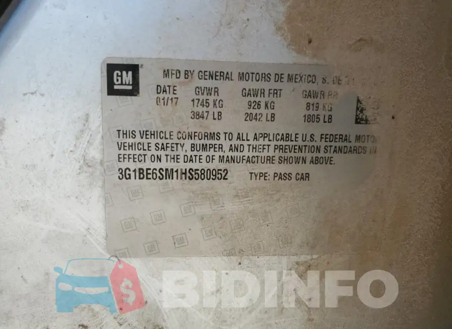 3G1BE6SM1HS580952 Photo# 12