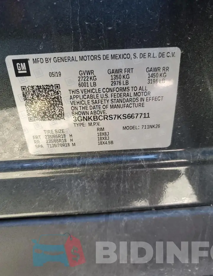 3GNKBCRS7KS667711 Photo# 12