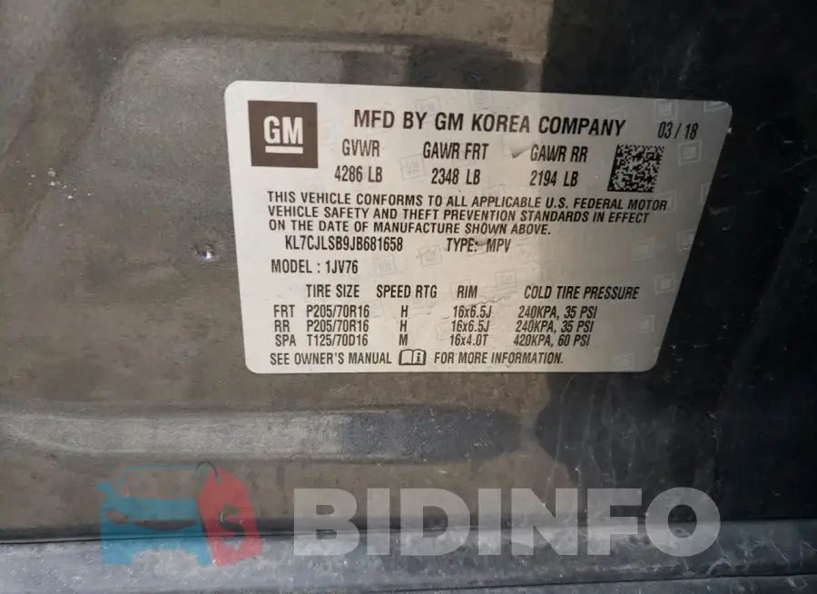 KL7CJLSB9JB681658 Photo# 13