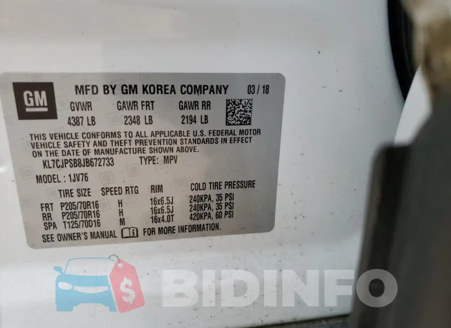 KL7CJPSB8JB672733 Photo# 13