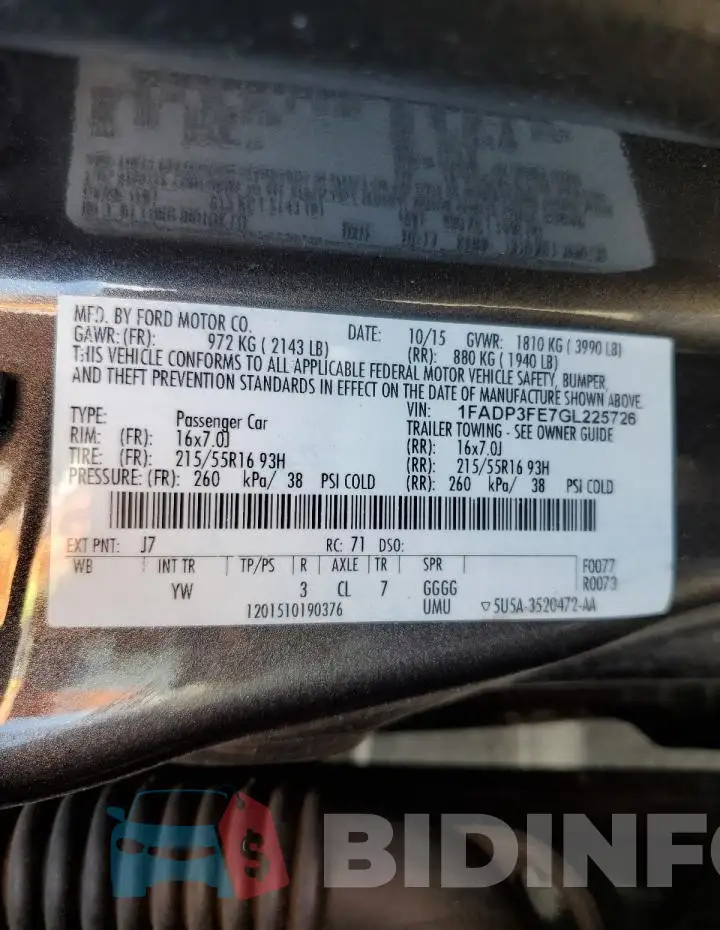 1FADP3FE7GL225726 Photo# 12
