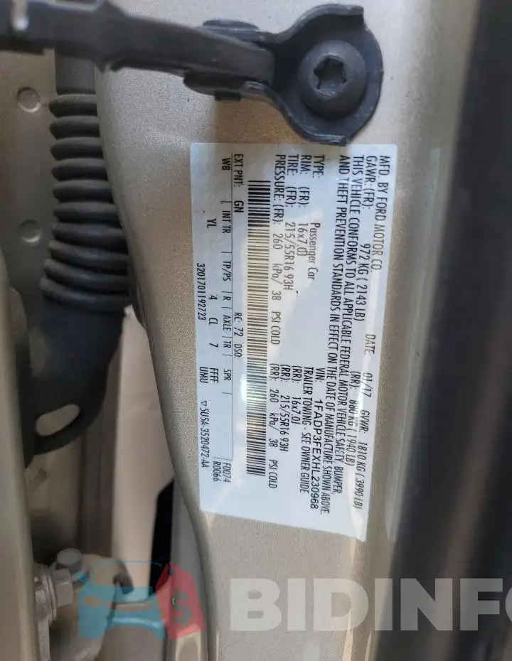 1FADP3FEXHL230968 Photo# 12