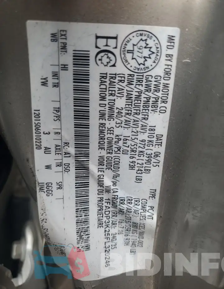 1FADP3K25FL320246 Photo# 12