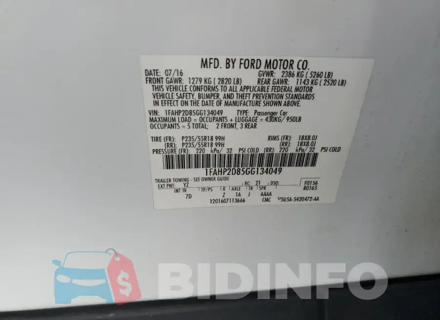 1FAHP2D85GG134049 Photo# 12