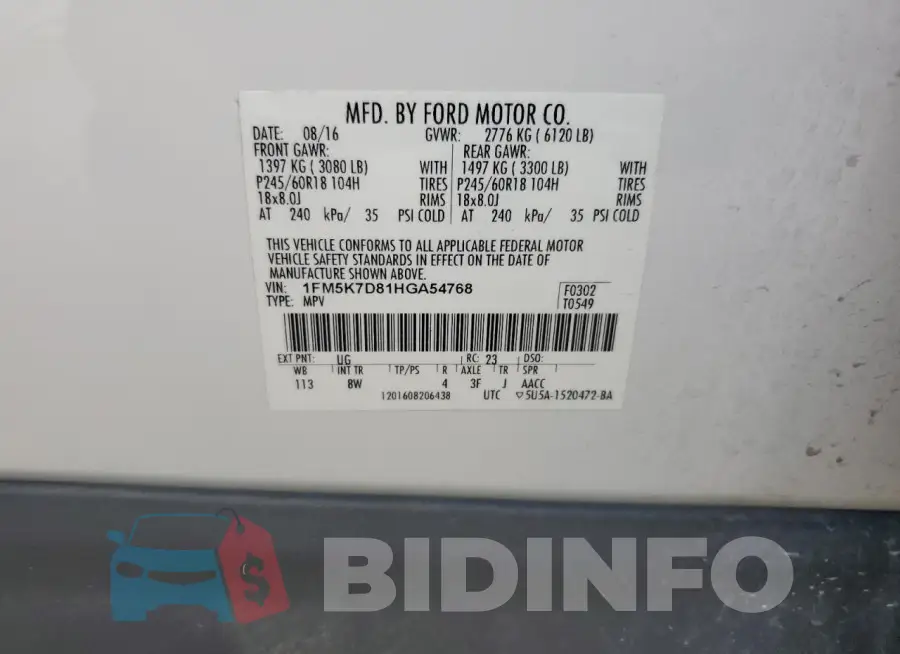 1FM5K7D81HGA54768 Photo# 13