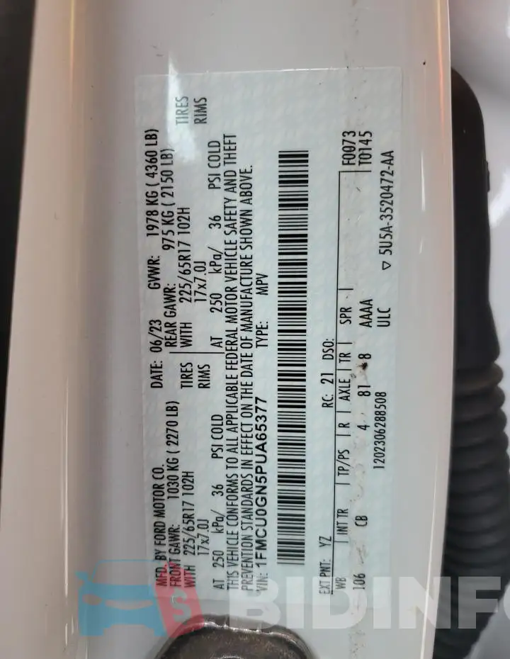 1FMCU0GN5PUA65377 Photo# 13