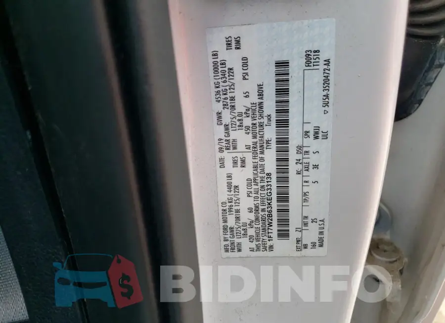 1FT7W2B63KEG33138 Photo# 12