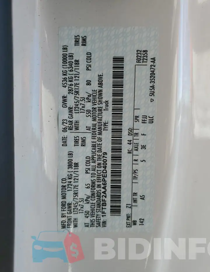 1FTBF2AA6PED40079 Photo# 13