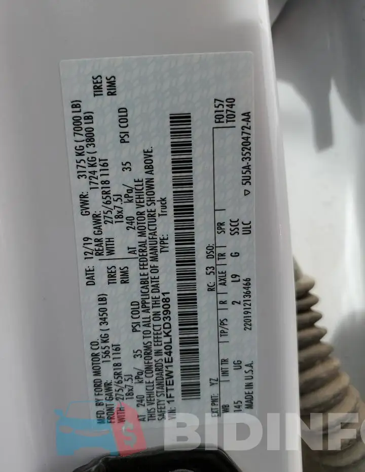 1FTEW1E40LKD39081 Photo# 12
