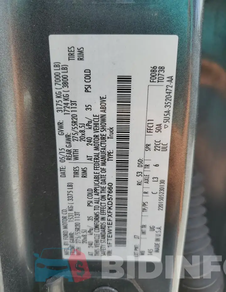 1FTEW1EFXFKD57660 Photo# 12