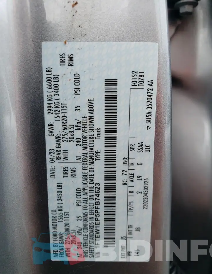 1FTEW1EP5PFB74623 Photo# 13