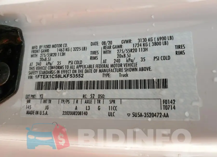 1FTEX1C58LKF53552 Photo# 13