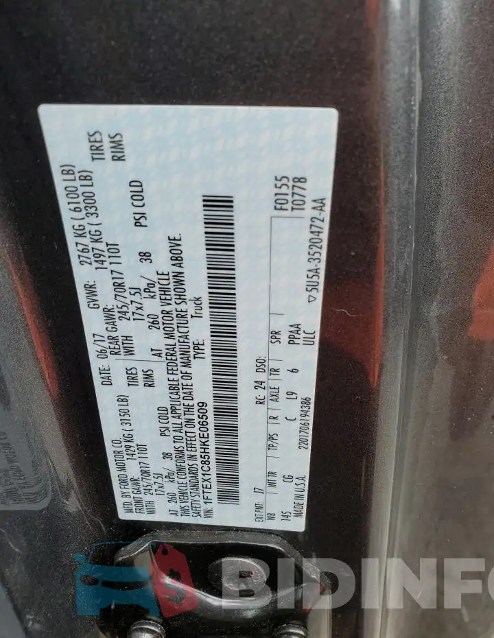 1FTEX1C85HKE06509 Photo# 12