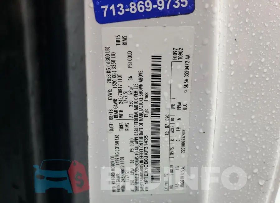 1FTEX1CB0JKF31435 Photo# 12