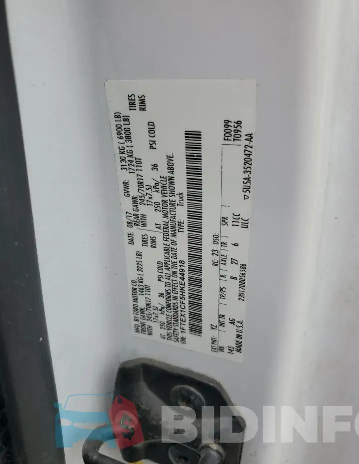 1FTEX1CF5HKE44918 Photo# 12