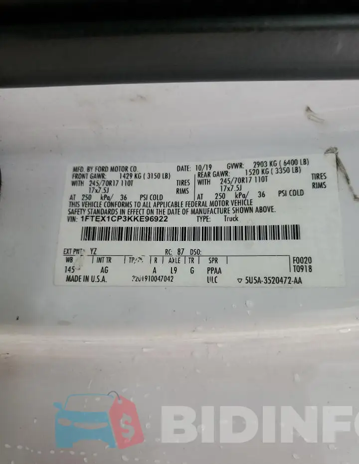 1FTEX1CP3KKE96922 Photo# 12