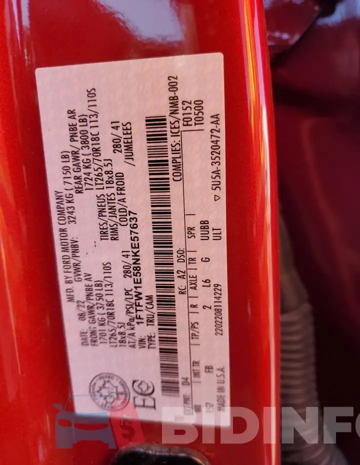1FTFW1E58NKE57637 Photo# 12