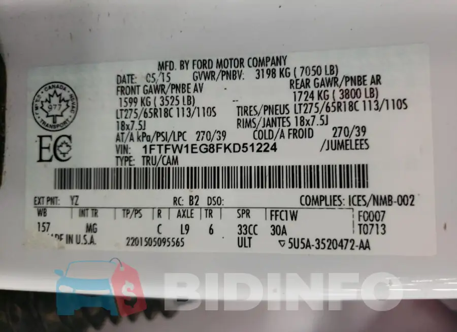 1FTFW1EG8FKD51224 Photo# 13