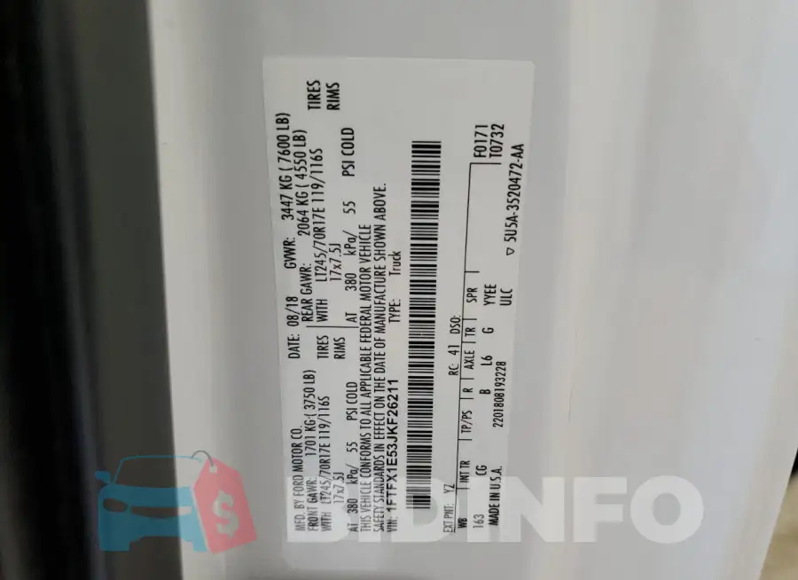 1FTFX1E53JKF26211 Photo# 12