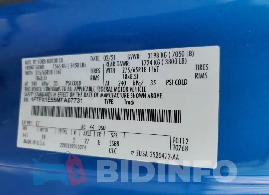 1FTFX1E55MFA67731 Photo# 13