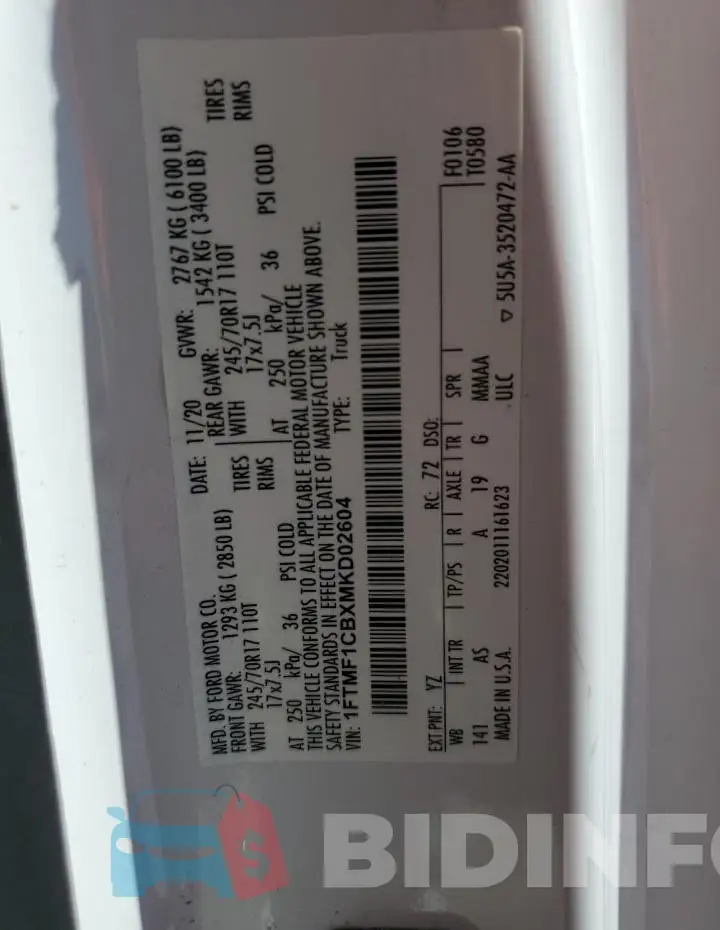1FTMF1CBXMKD02604 Photo# 13