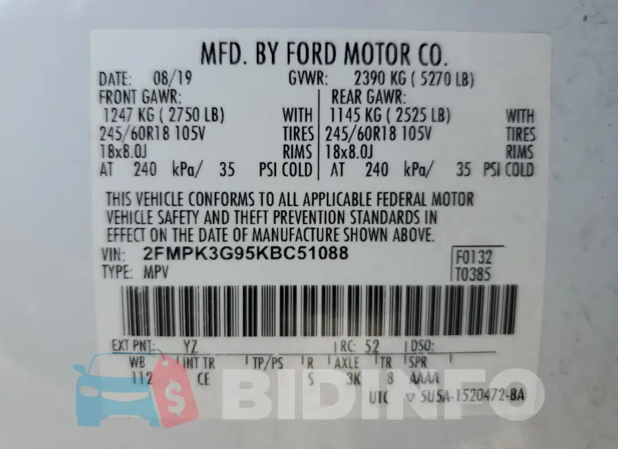 2FMPK3G95KBC51088 Photo# 13