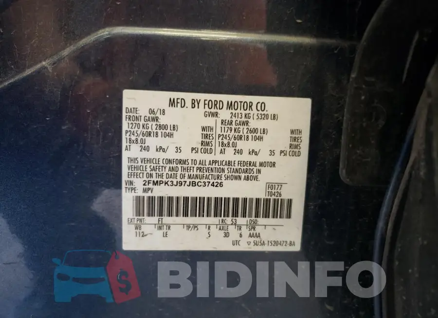 2FMPK3J97JBC37426 Photo# 13