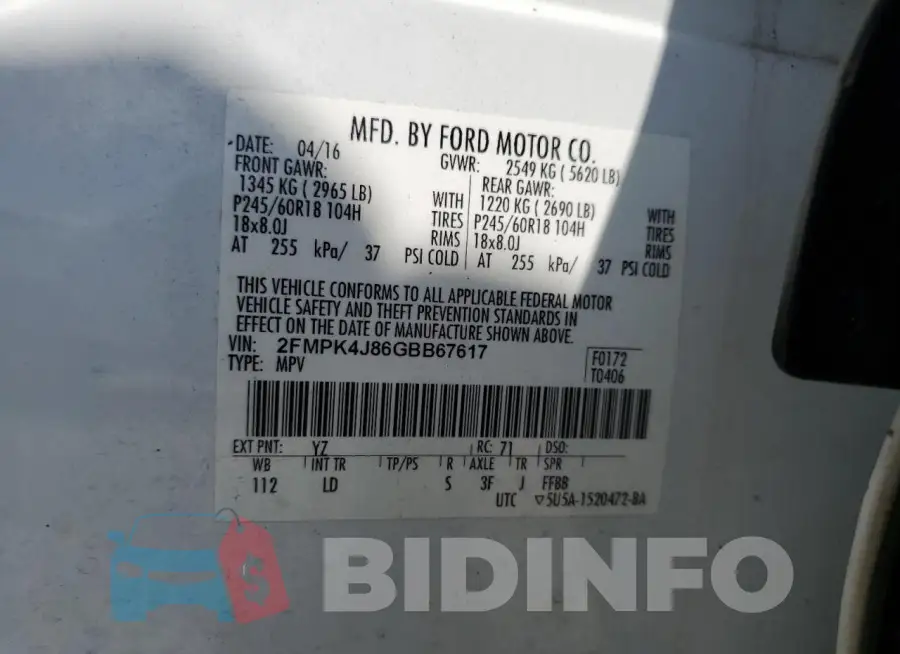 2FMPK4J86GBB67617 Photo# 13