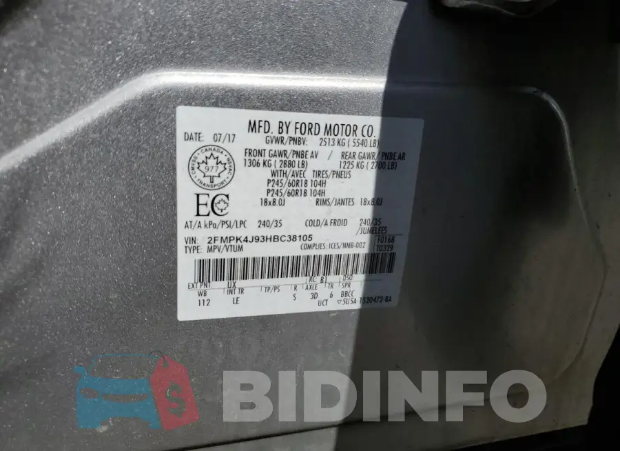 2FMPK4J93HBC38105 Photo# 13