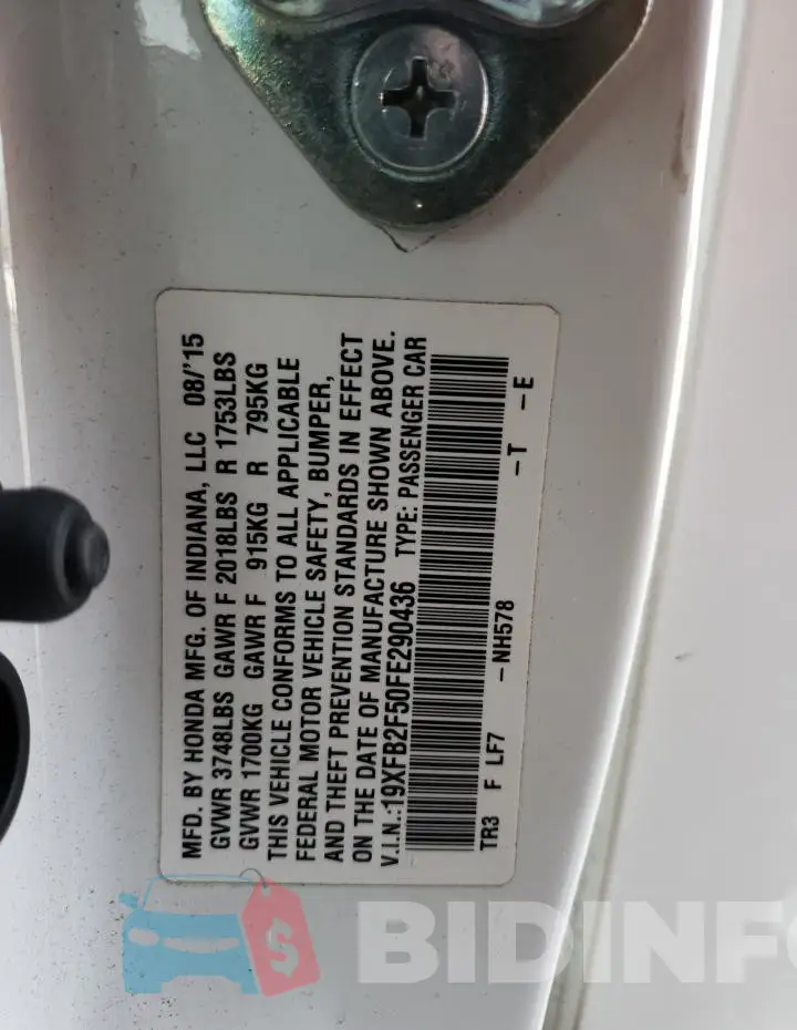 19XFB2F50FE290436 Photo# 12