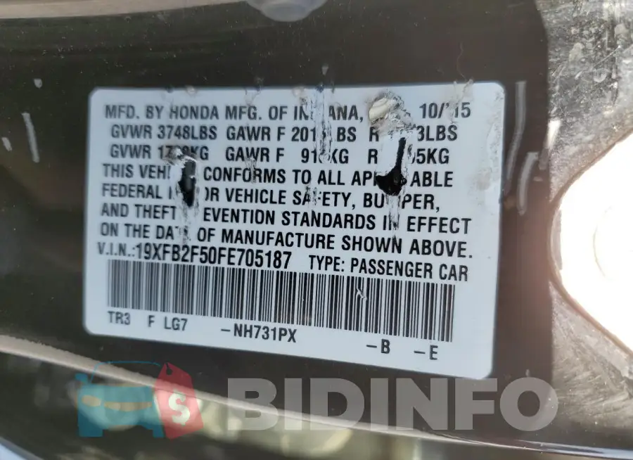 19XFB2F50FE705187 Photo# 12
