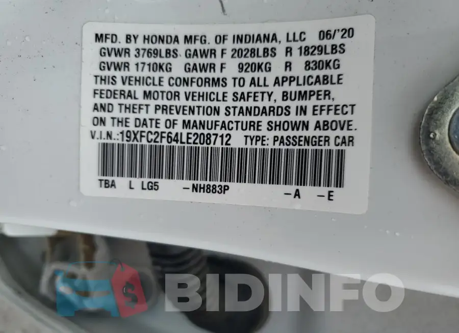 19XFC2F64LE208712 Photo# 12