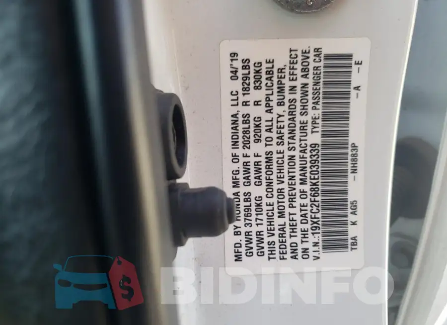19XFC2F68KE039339 Photo# 12